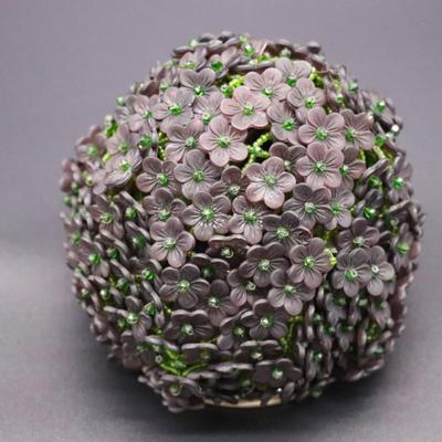 Lot of 2 Purple and Green Flower Beaded Czechoslovakian Bulb Cover Lamp Shades