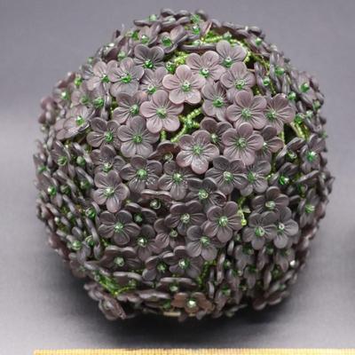 Lot of 2 Purple and Green Flower Beaded Czechoslovakian Bulb Cover Lamp Shades