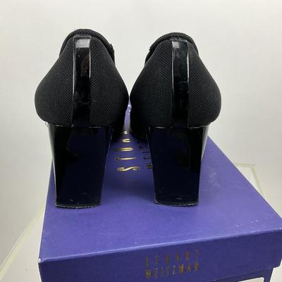 Lot 472. Stuart Weitzman Black Stretch Heels ( chunky heel )