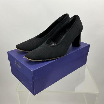 Lot 472. Stuart Weitzman Black Stretch Heels ( chunky heel )