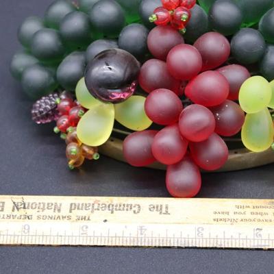 Antique Czechoslovakian Green Red and Purple Glass Grape Beaded Lamp Shade