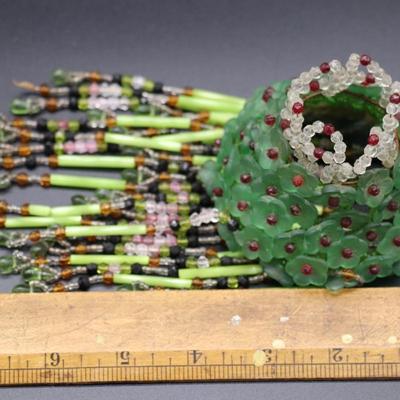 Lot of 4 Antique Czechoslovakian Green and Red Flower Bulb Cover Lamp Shade