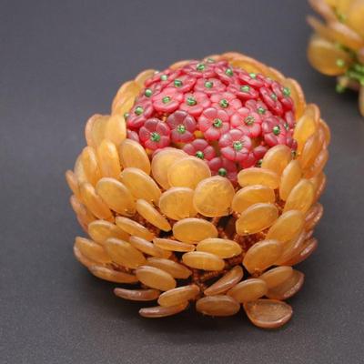Lot of 3 Antique Czechoslovakian Red and Orange Flower Bulb Cover Lamp Shades