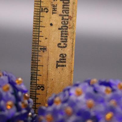 Pair of Antique Czech Purple, Green, and Orange Beaded Flower Bulb Covers