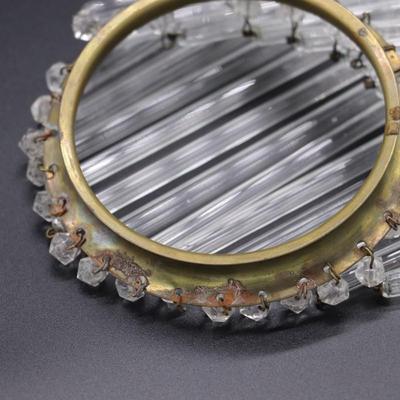 Lot of 4 Antique Clear Glass Bead Bulb Covers and Fringe Lamp Shades