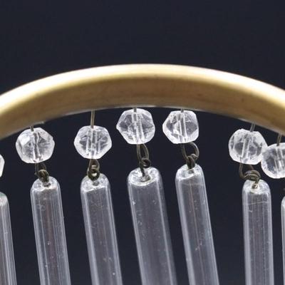 Lot of 4 Antique Clear Glass Bead Bulb Covers and Fringe Lamp Shades