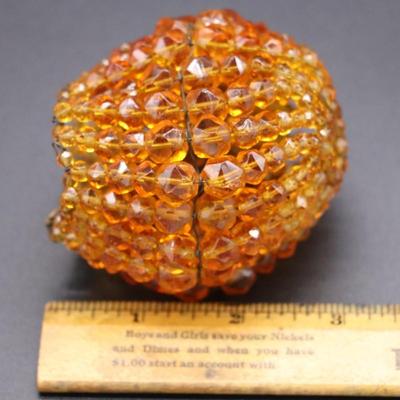 Lot of 4 Antique Deep Orange Beaded Bulb Covers