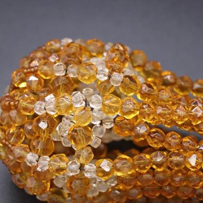 Lot of 4 Antique Deep Orange Beaded Bulb Covers