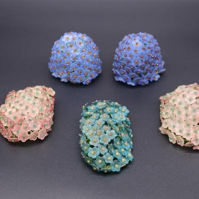 Lot of 5 Czechoslovakian Antique Flower Beaded Bulb Cover Lamp Shades
