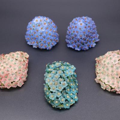 Lot of 5 Czechoslovakian Antique Flower Beaded Bulb Cover Lamp Shades