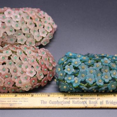 Lot of 5 Czechoslovakian Antique Flower Beaded Bulb Cover Lamp Shades