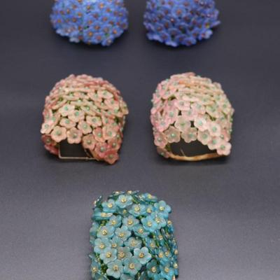 Lot of 5 Czechoslovakian Antique Flower Beaded Bulb Cover Lamp Shades