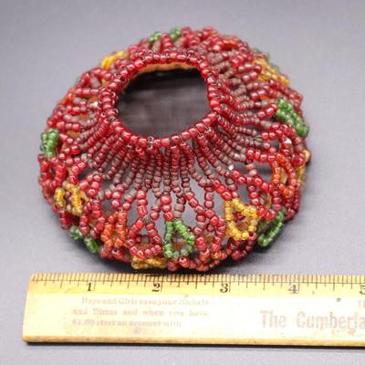 Lot of 6 Antique Red Beaded Bulb Cover Lamp Shades