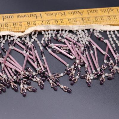 Lot of 3 Bulk Strands of Czechoslovakian Antique Bead Fringe in Orange, Blue, Green, and Purple