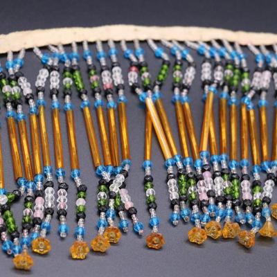 Lot of 3 Bulk Strands of Czechoslovakian Antique Bead Fringe in Orange, Blue, Green, and Purple
