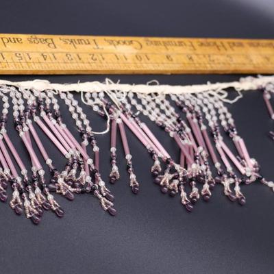 Lot of 3 Bulk Strands of Czechoslovakian Antique Bead Fringe in Orange, Blue, Green, and Purple