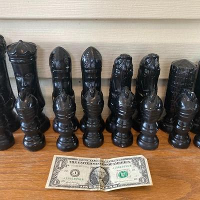 Jumbo Red and Black Chess Pieces