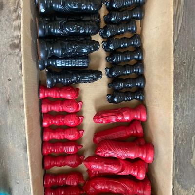 Jumbo Red and Black Chess Pieces