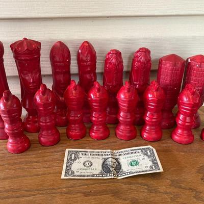 Jumbo Red and Black Chess Pieces