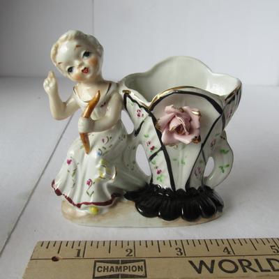 Lot 490:  Vintage Planter With Lady and Applied Rose