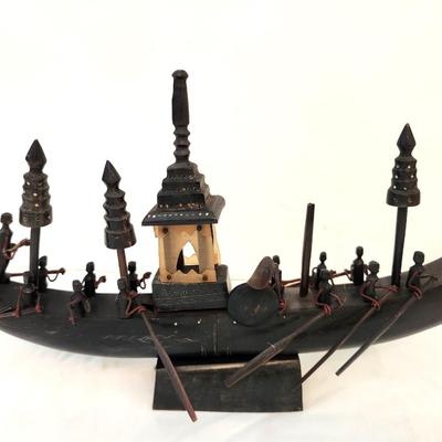 Lot #70  Siamese/Chinese Carved Dragon Ship