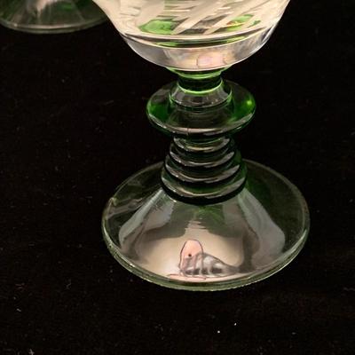 Three Sets of Small Colorful Etched Stemware (K-HS)