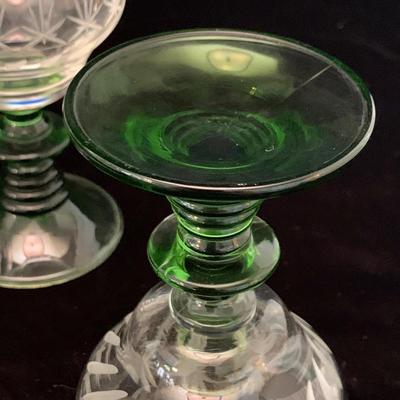 Three Sets of Small Colorful Etched Stemware (K-HS)