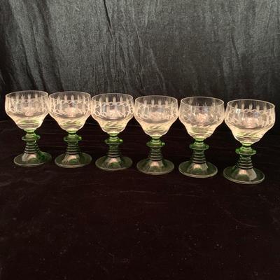 Three Sets of Small Colorful Etched Stemware (K-HS)