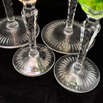 Three Sets of Small Colorful Etched Stemware (K-HS)