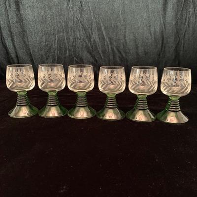 Three Sets of Small Colorful Etched Stemware (K-HS)