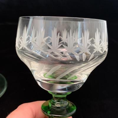 Three Sets of Small Colorful Etched Stemware (K-HS)