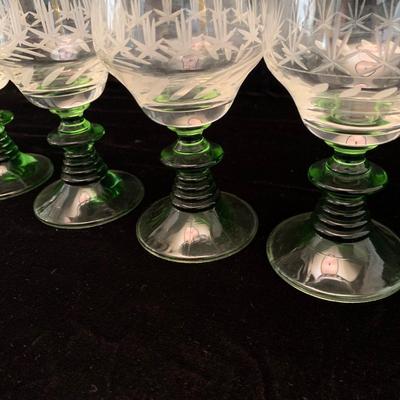 Three Sets of Small Colorful Etched Stemware (K-HS)