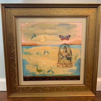 Colorful Buddha Art in Ornate Gold Frame (M-HS)