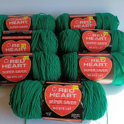 Seven Skeins of Red Heart yarn no dye 369 Jade color