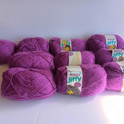 Seven Skeins of Lion Brand Jiffy Yarn 190 Mulberry Color