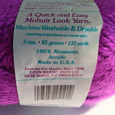 Seven Skeins of Lion Brand Jiffy Yarn 190 Mulberry Color