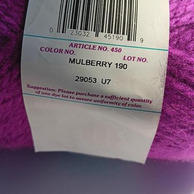 Seven Skeins of Lion Brand Jiffy Yarn 190 Mulberry Color