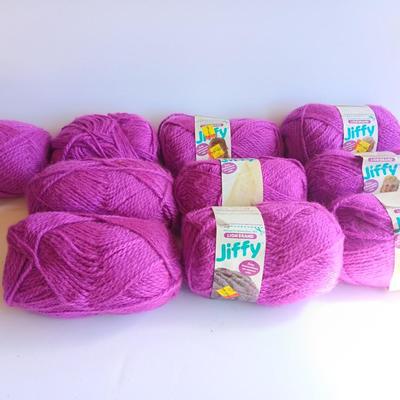 Seven Skeins of Lion Brand Jiffy Yarn 190 Mulberry Color