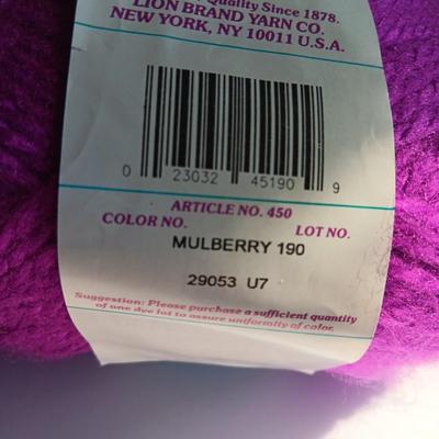 Seven Skeins of Lion Brand Jiffy Yarn 190 Mulberry Color