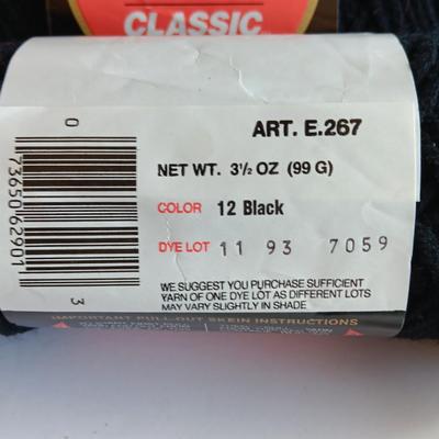 Seven Skeins of Red Heart yarn Classic 12 Black color