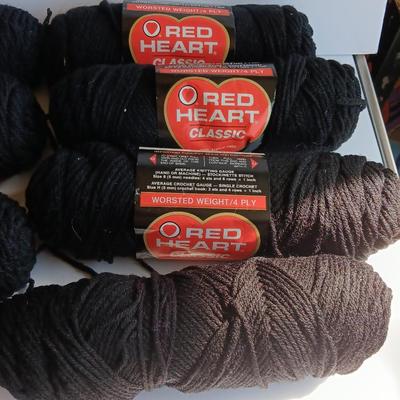 Seven Skeins of Red Heart yarn Classic 12 Black color