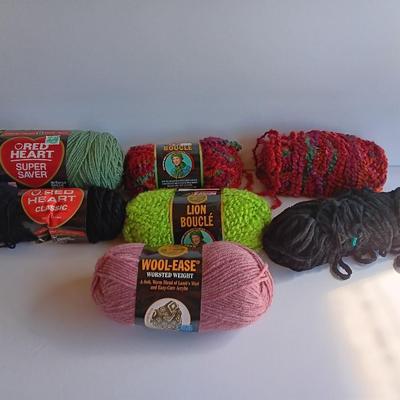 Variety of different colored skeins of yarn