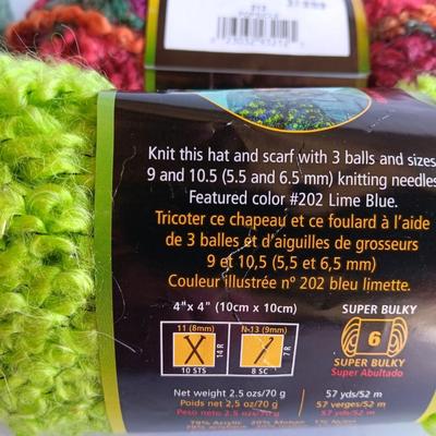 Variety of different colored skeins of yarn