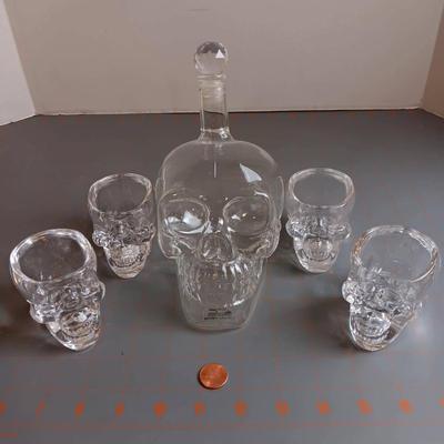 Skull Shot Glasses and Bottle
