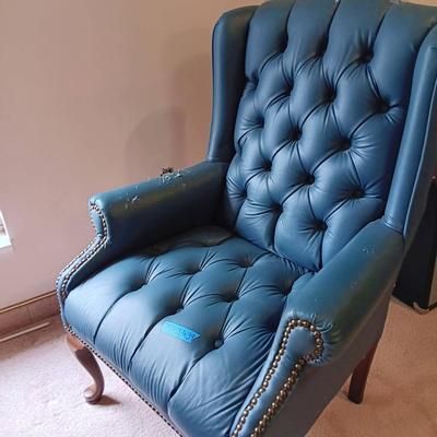 Blue Wingback Arm Chair (1 of 2)
