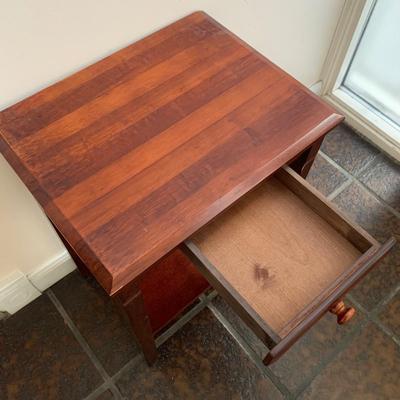 Wood Side Table with Single Drawer