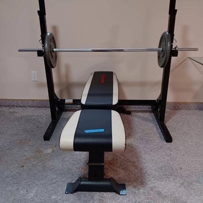 Weight Bench and Barbell