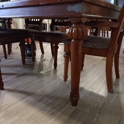 Solid Wood Table with 6 Matching Chairs