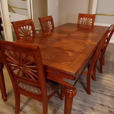 Solid Wood Table with 6 Matching Chairs