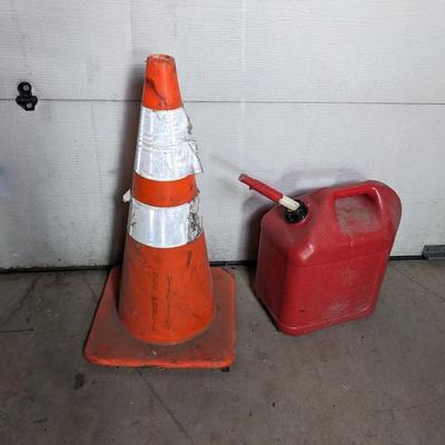 Traffic Cone and 5 gallon Gas Can